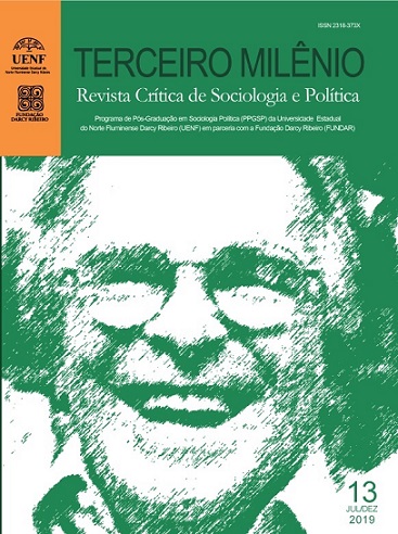 Capa de Terceiro Milênio: Revista Crítica de Sociologia e Política. Volume 13, julho a dezembro de 2019.